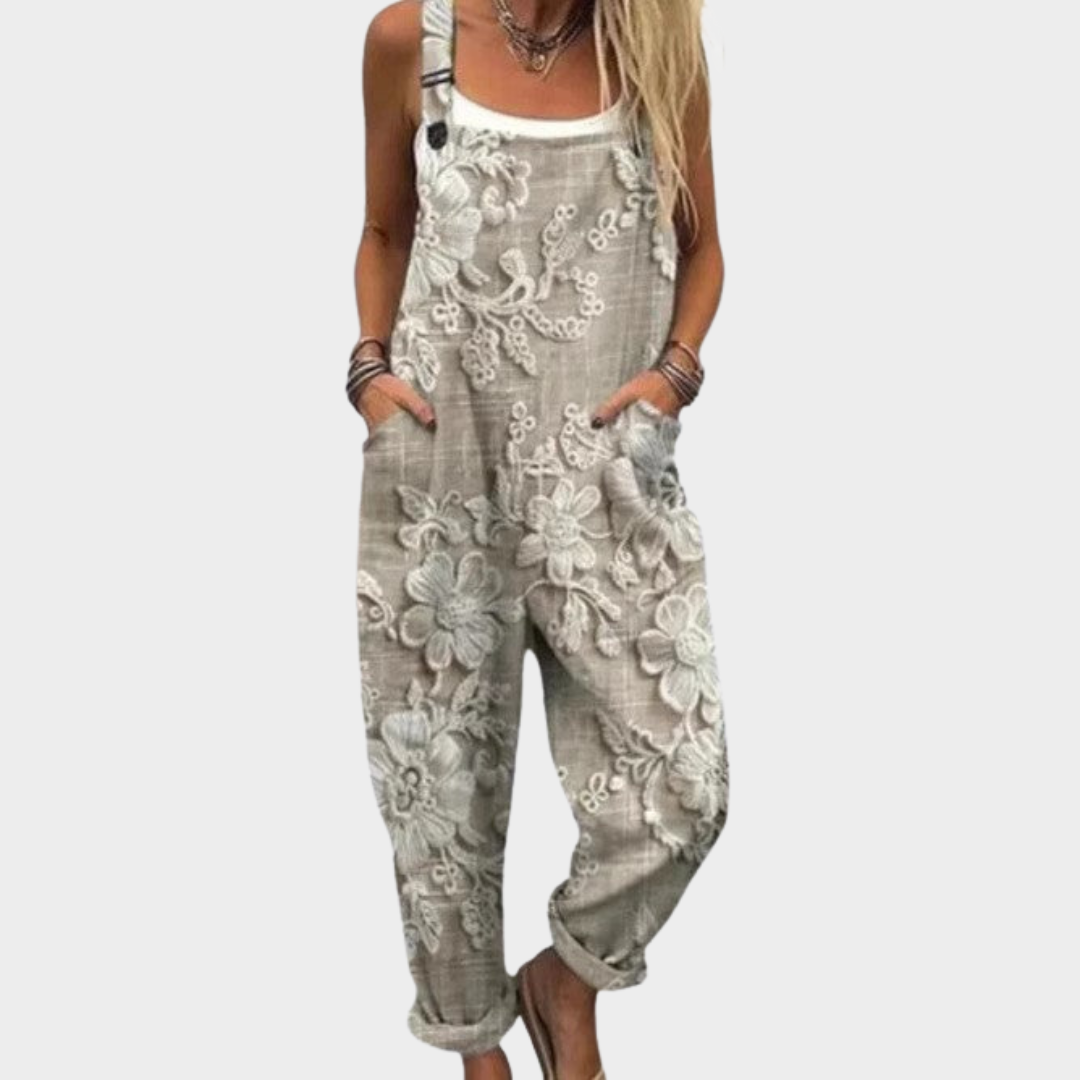 Bequeme bedruckte Latzhose – Modell D0B1F7 – Produktansicht 1