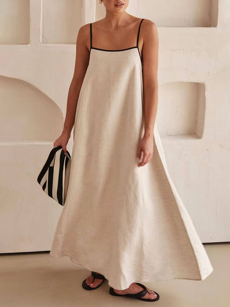 Trendy A-Linien Trägerkleid mit Kontrast-Design für Feiertage – Zoey