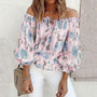 Geblümte Damen Chiffon-Bluse mit Rüschenärmeln – Elvira