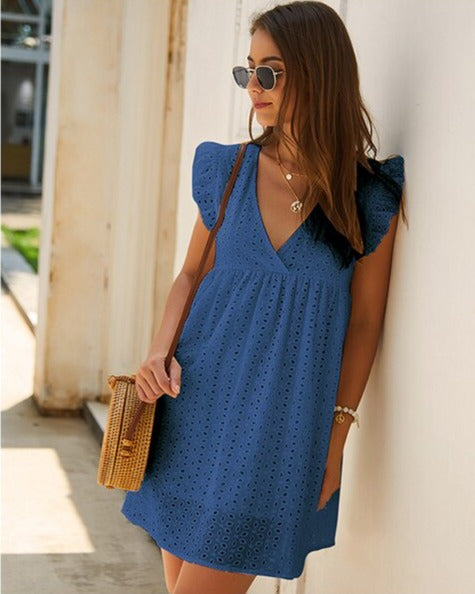Trendy Sommer-Minikleid mit Volantärmeln – Elina