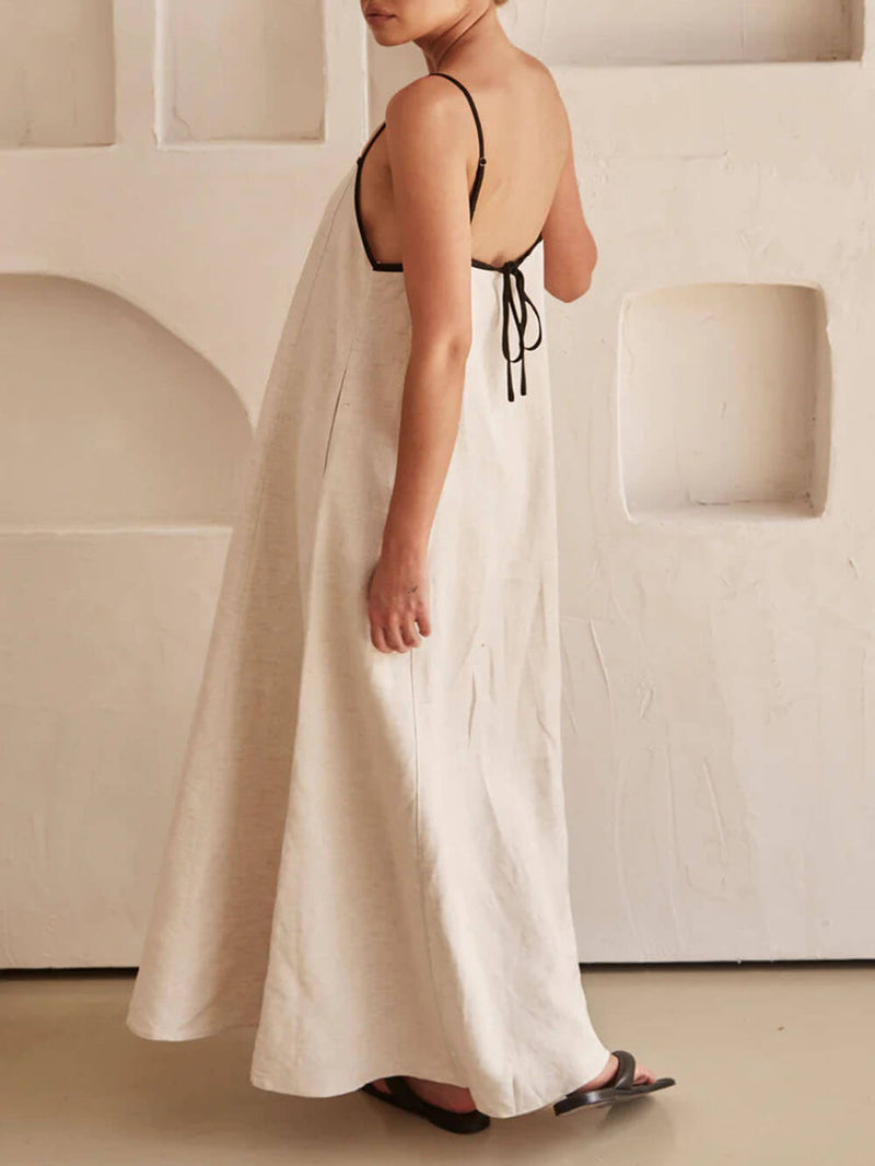 Trendy A-Linien Trägerkleid mit Kontrast-Design für Feiertage – Zoey