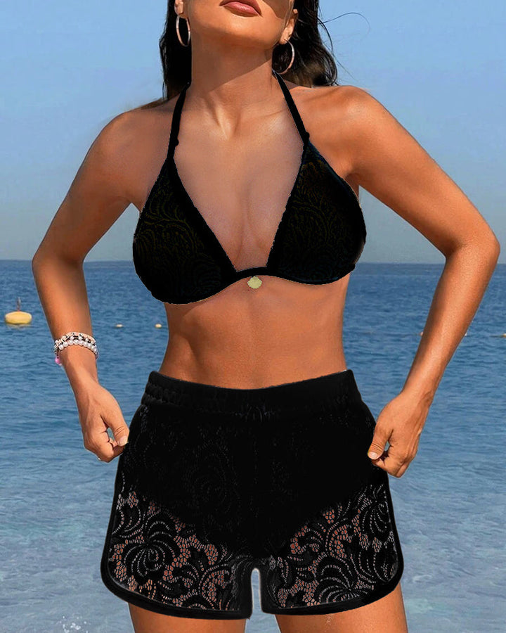Lena – Elegantes einfarbiges Bikini-Set mit Spitze – Produktansicht 8
