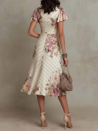 Leni – Midikleid aus Satin mit Blumenmuster Vintage – Produktansicht 2