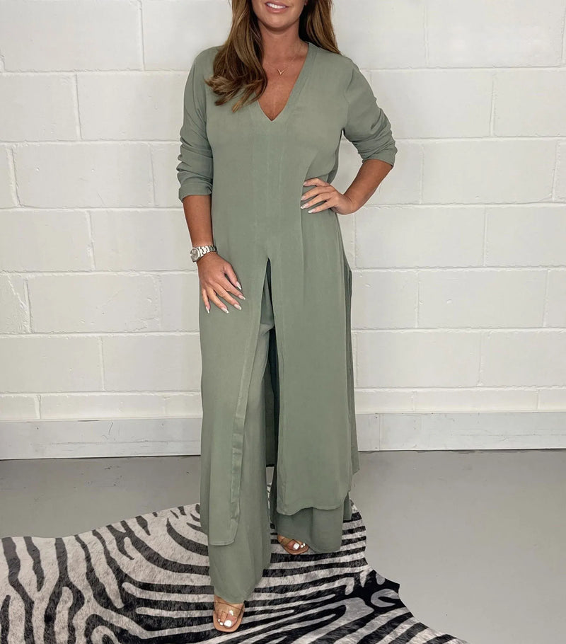 Zweiteiliges Damen Set mit weiter Hose – Trendig & Luftig – Cosima