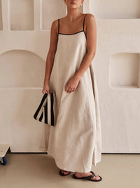 Trendy A-Linien Trägerkleid mit Kontrast-Design für Feiertage – Zoey