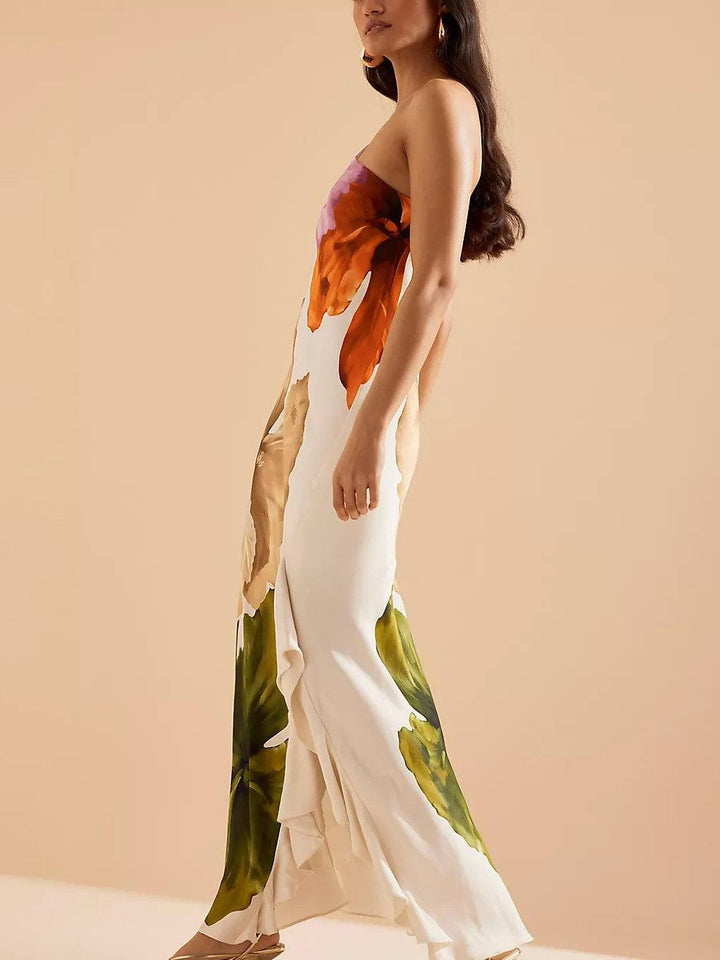 Merle – Maxikleid elegant mit Blumenprint und freien Schultern – Produktansicht 3
