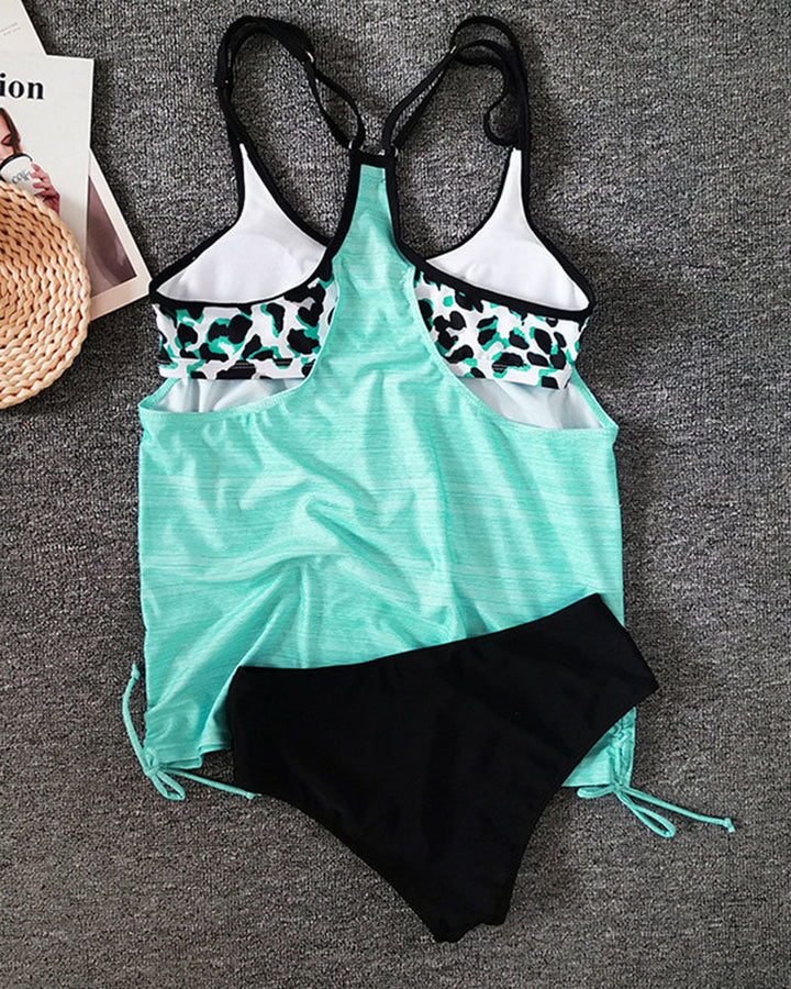 Sophie – Einfarbiger Tankini mit Leopardendruck – Produktansicht 6