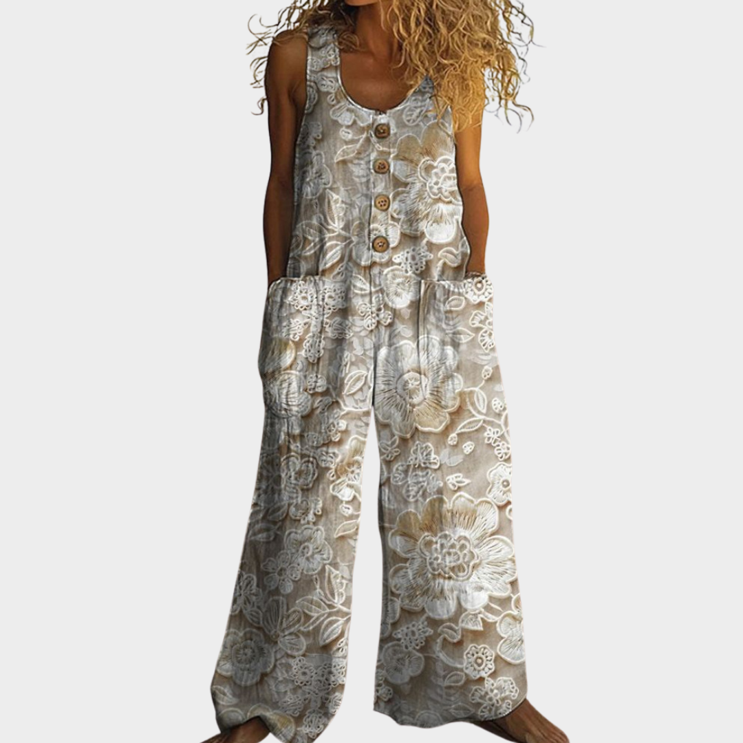 Mechthild-Luise – Fließender bedruckter Jumpsuit – Produktansicht 1