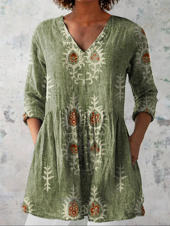 Frederike – Lange Bluse mit V-Ausschnitt – Produktansicht 1