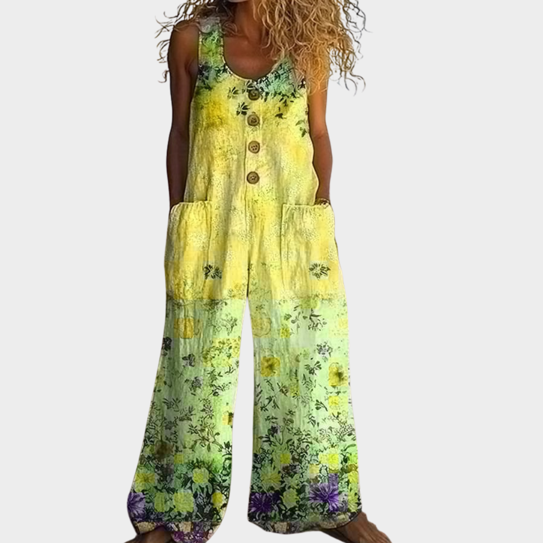 Solveig – Fließender bedruckter Jumpsuit – Produktansicht 1