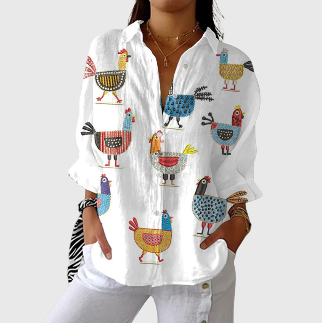 Sabina – Leichte farbenfrohe Bluse mit Print – Produktansicht 1