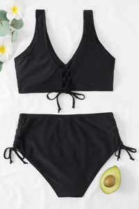 Bunte Bikini mit Kordelzug und Twist-Detail – Zaraï
