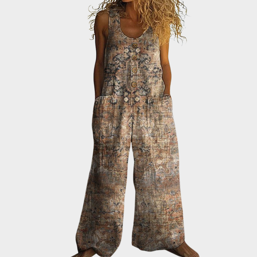 Berthe – Fließender bedruckter Jumpsuit – Produktansicht 1