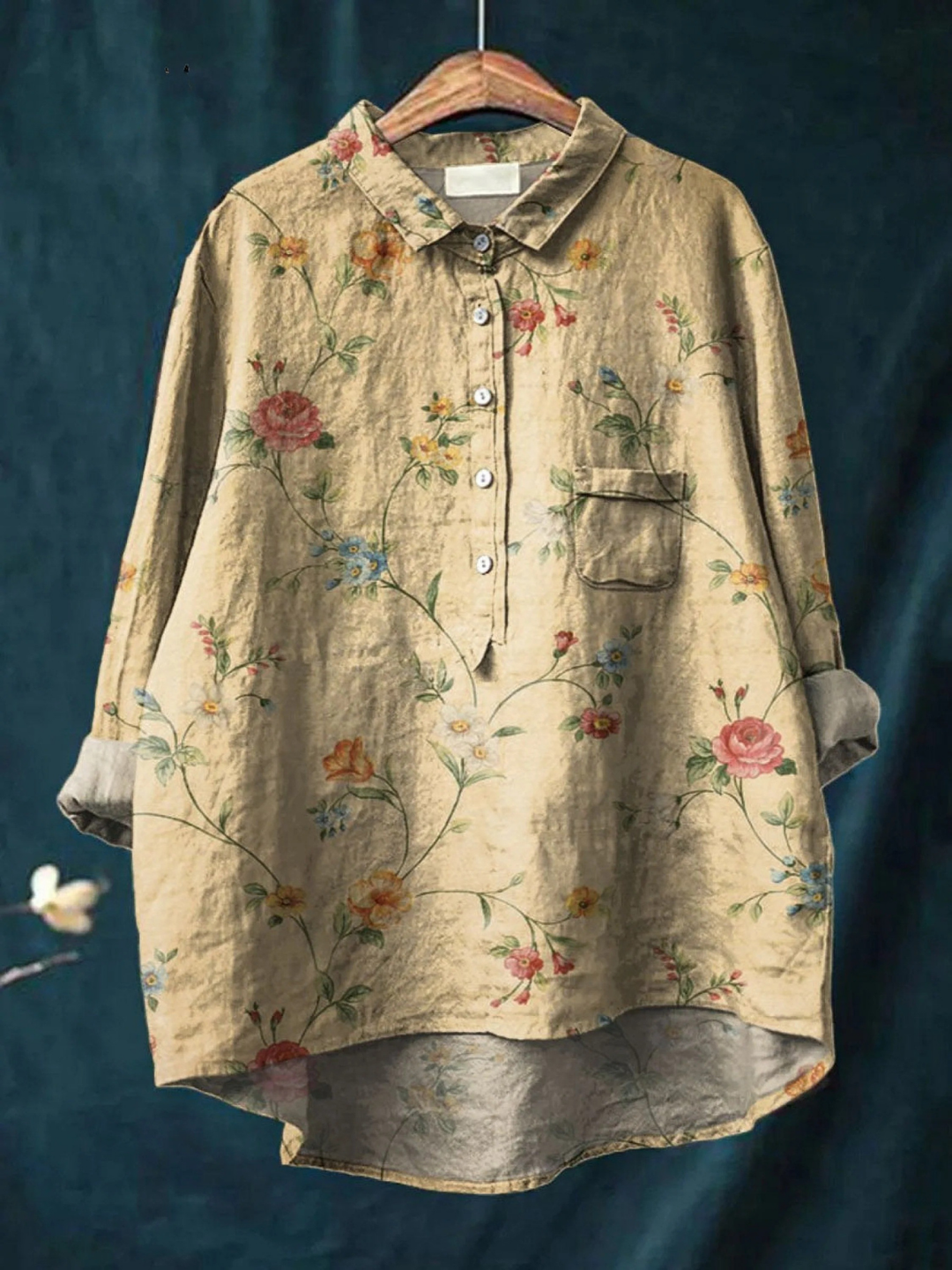Paula – Legeres Damen-T-Shirt im Vintage-Stil mit Blumenmuster – Produktansicht 1