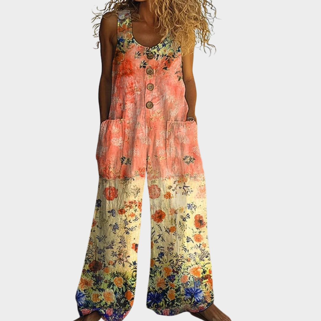 Mechthilde – Fließender bedruckter Jumpsuit – Produktansicht 1