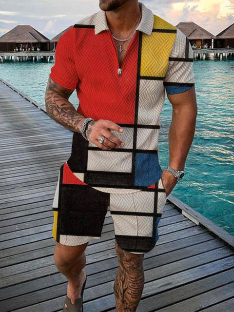Zweiteiliges Herren Sommer Outfit mit Polo und Shorts – Damon
