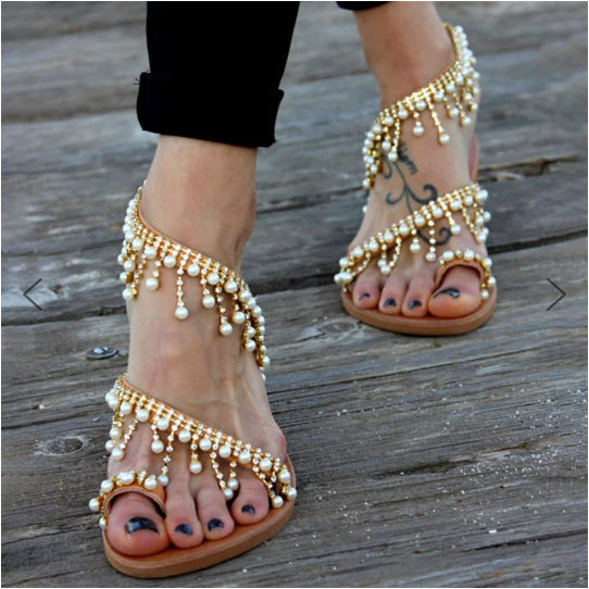 Orthopädische Damen-Sandalen mit Perlenakzent – Amara