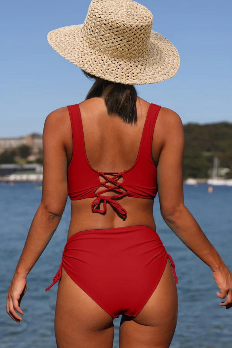 Bunte Bikini mit Kordelzug und Twist-Detail – Zaraï