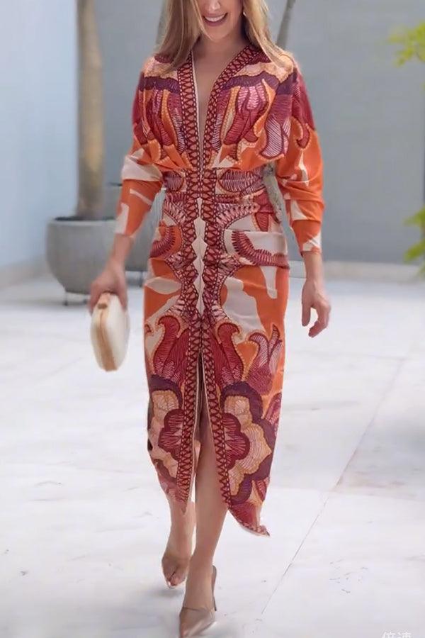 Monika – Midikleid mit Dolman mit Print einzigartig Sommersonne – Produktansicht 7