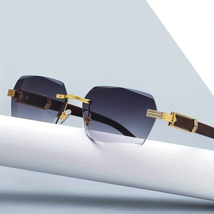 Randlose Sonnenbrille mit Rechteckigen Gläsern und Kunstholz-Bügel – Verro