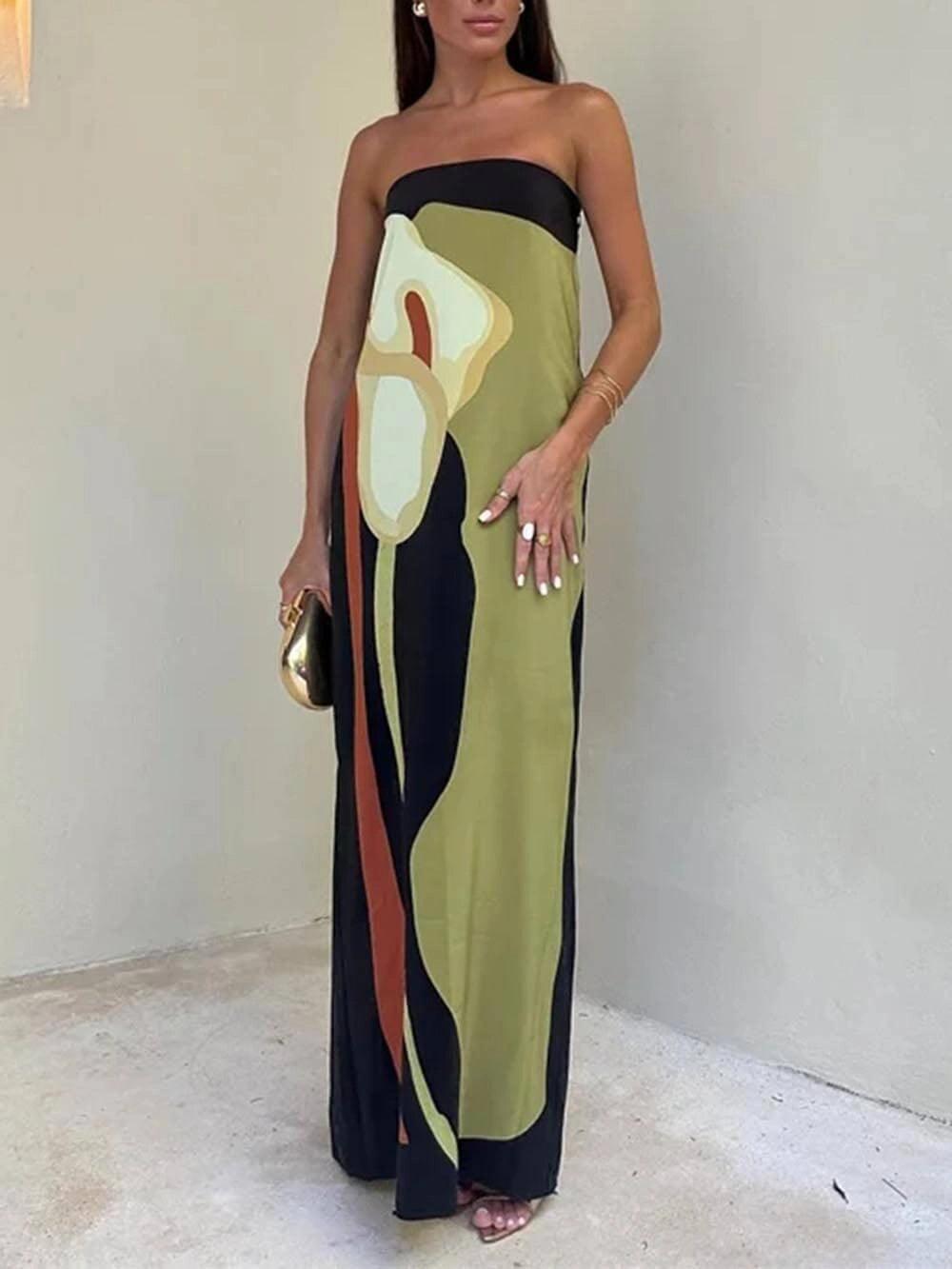 Ursula – Maxi-Abendkleid mit Print ärmellos aus Stil costiero – Produktansicht 1