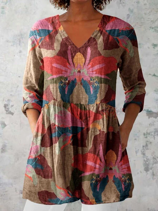 Marieke – Lange Bluse mit V-Ausschnitt – Produktansicht 1