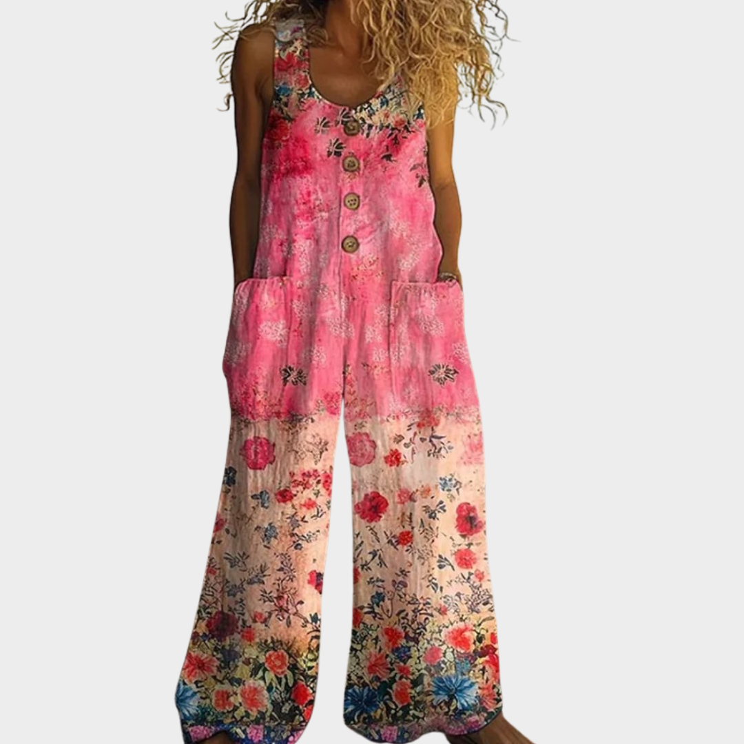 Lene – Fließender bedruckter Jumpsuit – Produktansicht 1
