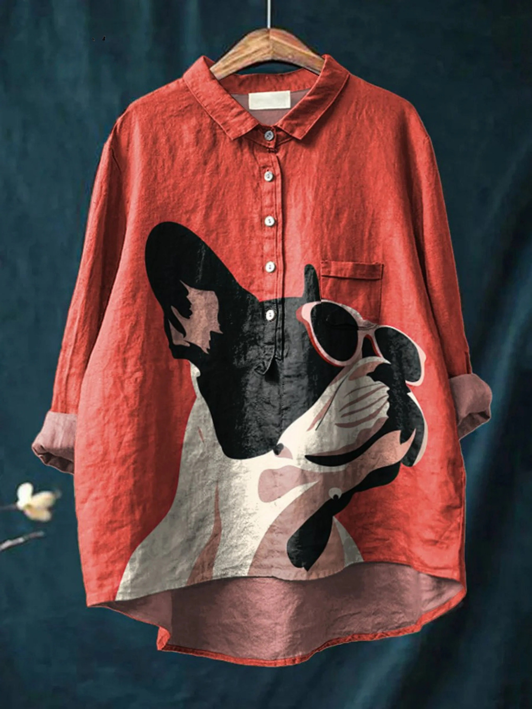 Paula – Legeres T-Shirt mit dekorativem Französische-Bulldogge-Motiv – Produktansicht 1
