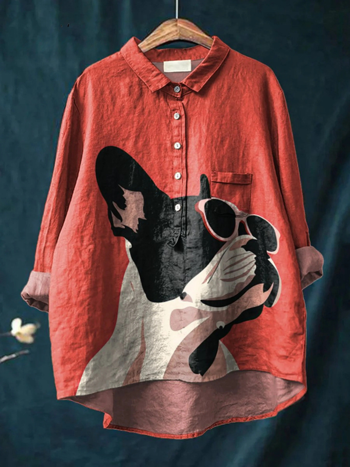 Paula – Legeres T-Shirt mit dekorativem Französische-Bulldogge-Motiv – Produktansicht 1
