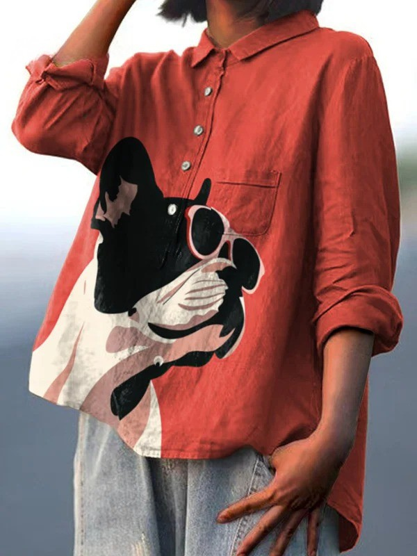 Paula – Legeres T-Shirt mit dekorativem Französische-Bulldogge-Motiv – Produktansicht 2