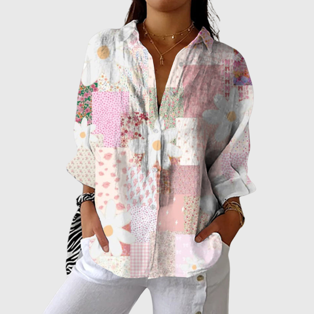 Saskia – Leichte farbenfrohe Bluse mit Print – Produktansicht 1