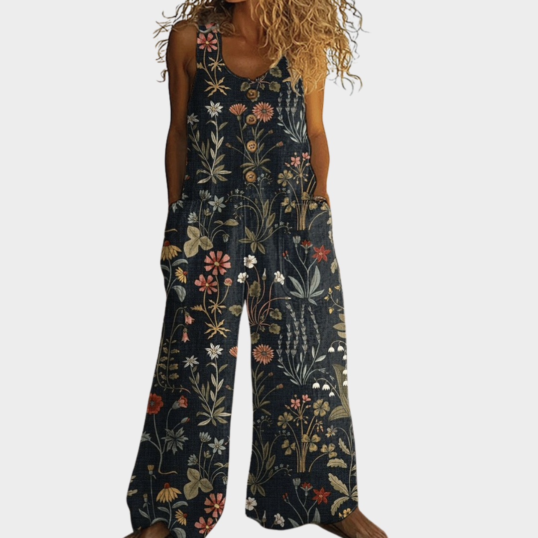 Kornelia – Fließender bedruckter Jumpsuit – Produktansicht 1