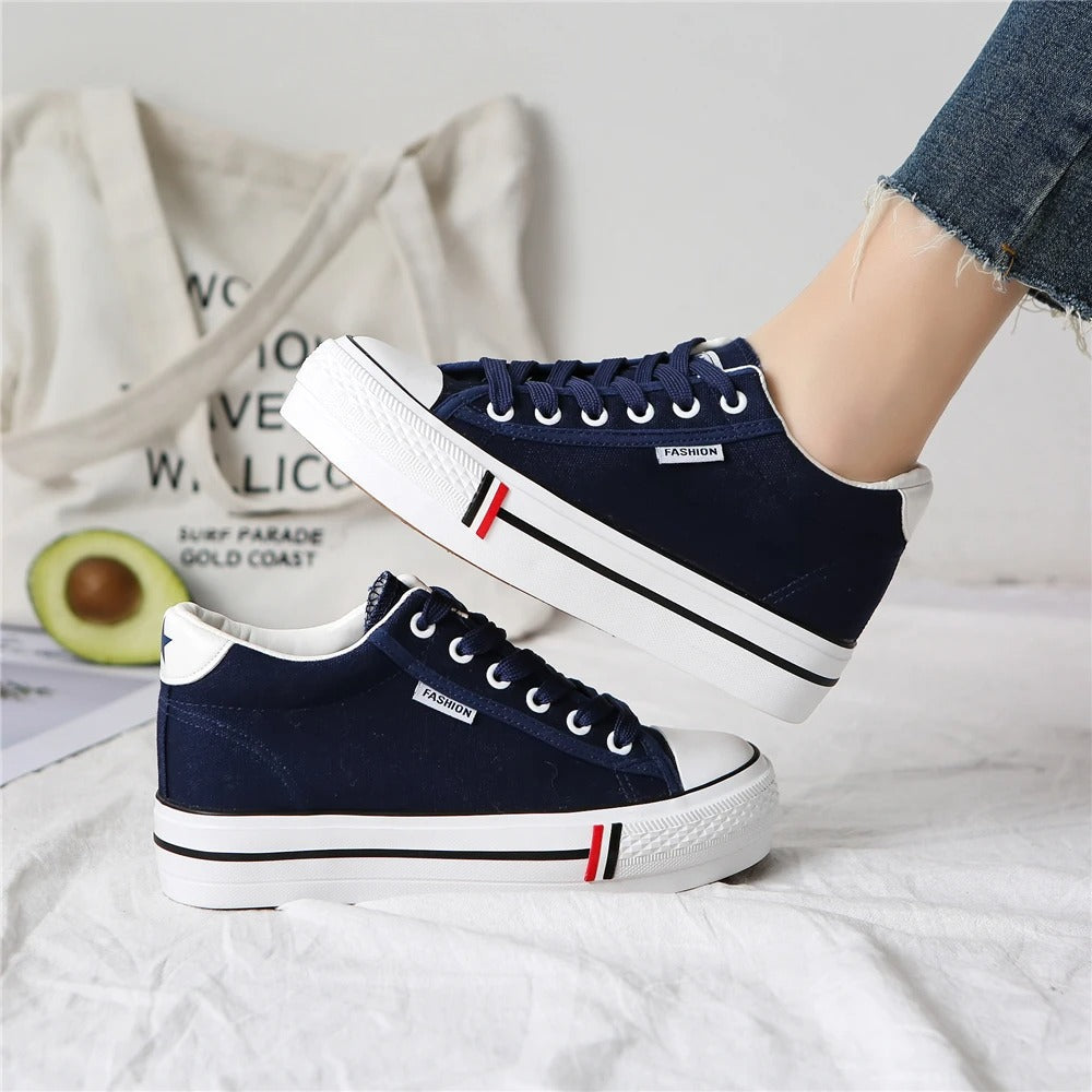 Stylische Damen Canvas-Sneaker mit Plateausohle – Leonie