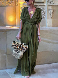 Elke – Maxikleid mit Schlitz und Kimono und Zopfdetails – Produktansicht 1