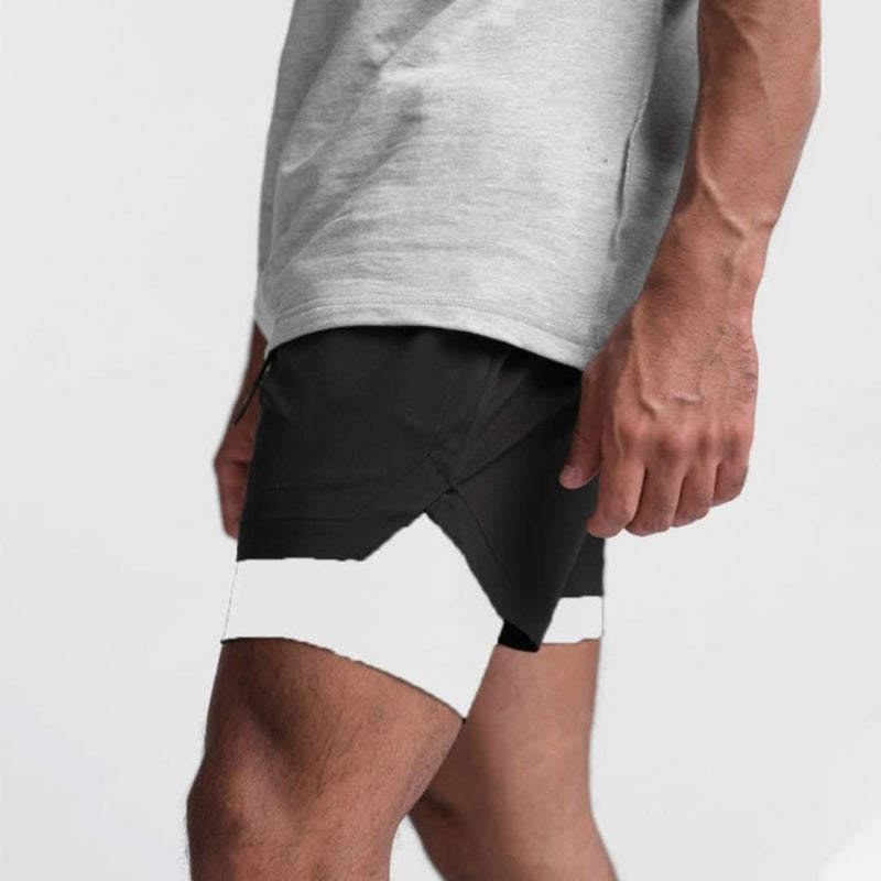 2-in-1 Herren Sportshorts atmungsaktiv mit Innenshorts Training - Noah