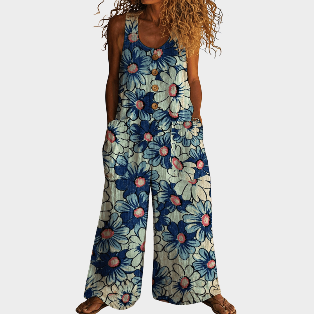 Ruthild – Fließender bedruckter Jumpsuit – Produktansicht 1
