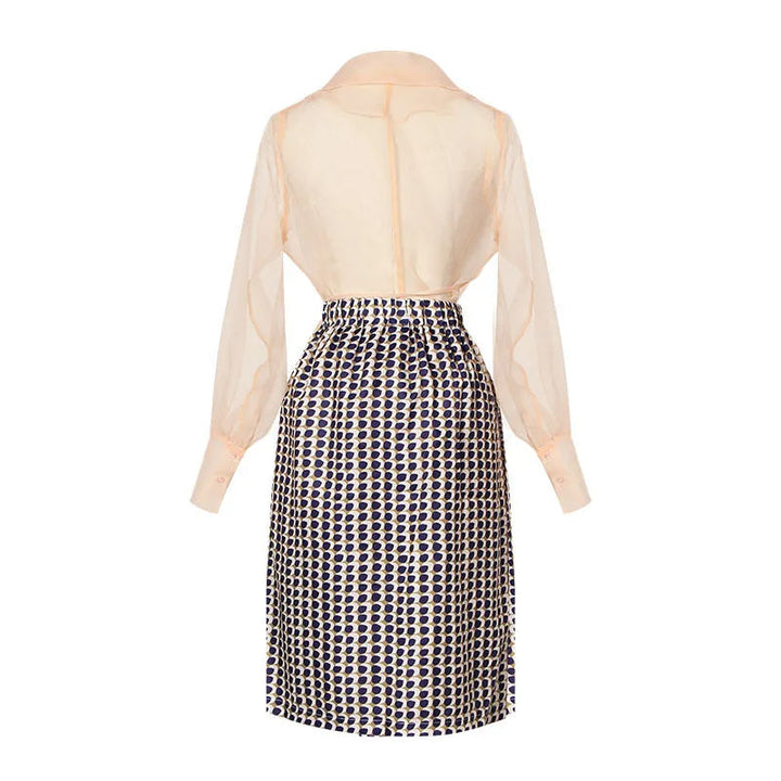 Zweiteiliges Chiffon Sommeroutfit mit Gürtel und Rock – Maurelle