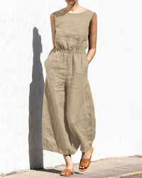Ärmelloser Jumpsuit mit weitem Bein – Aurelia