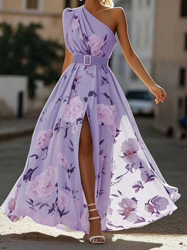 Amelie – Maxikleid Chiffon mit Blumenmuster mit freien Schultern hellgrün – Produktansicht 10