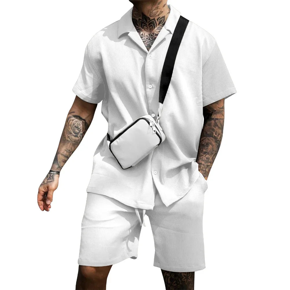 Zweiteiliges Sommer-Set für Herren mit Hemd und Shorts – Milan