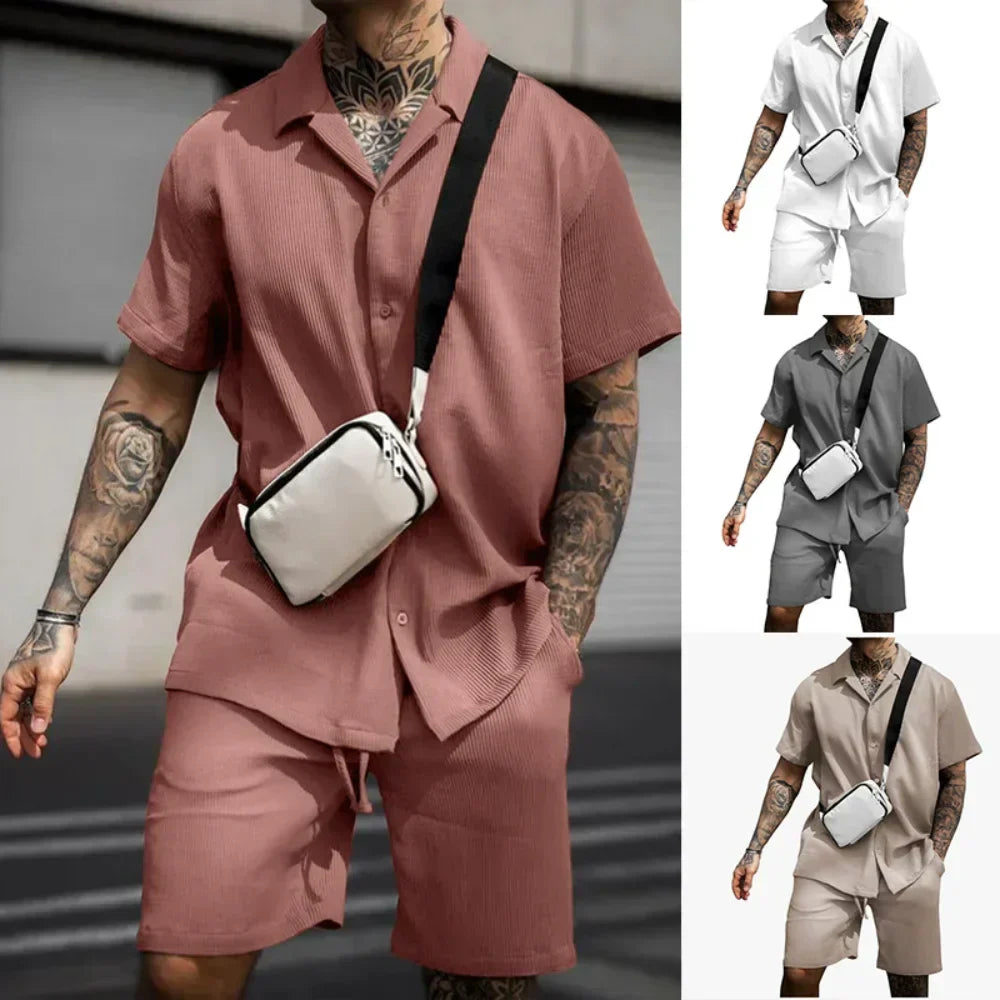 Zweiteiliges Sommer-Set für Herren mit Hemd und Shorts – Milan