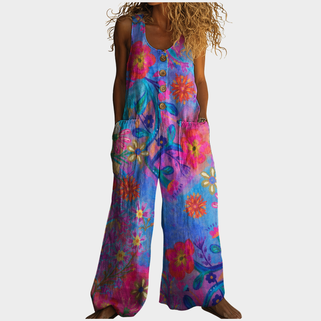Janna – Fließender bedruckter Jumpsuit – Produktansicht 1