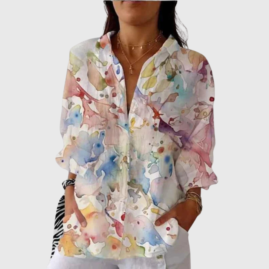 Maike – Leichte farbenfrohe Bluse mit Print – Produktansicht 1