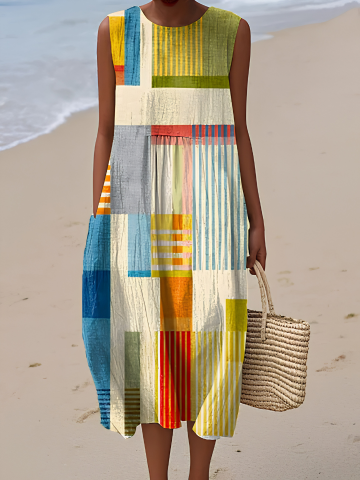 Tanja – Midikleid geometrisch – Produktansicht 1