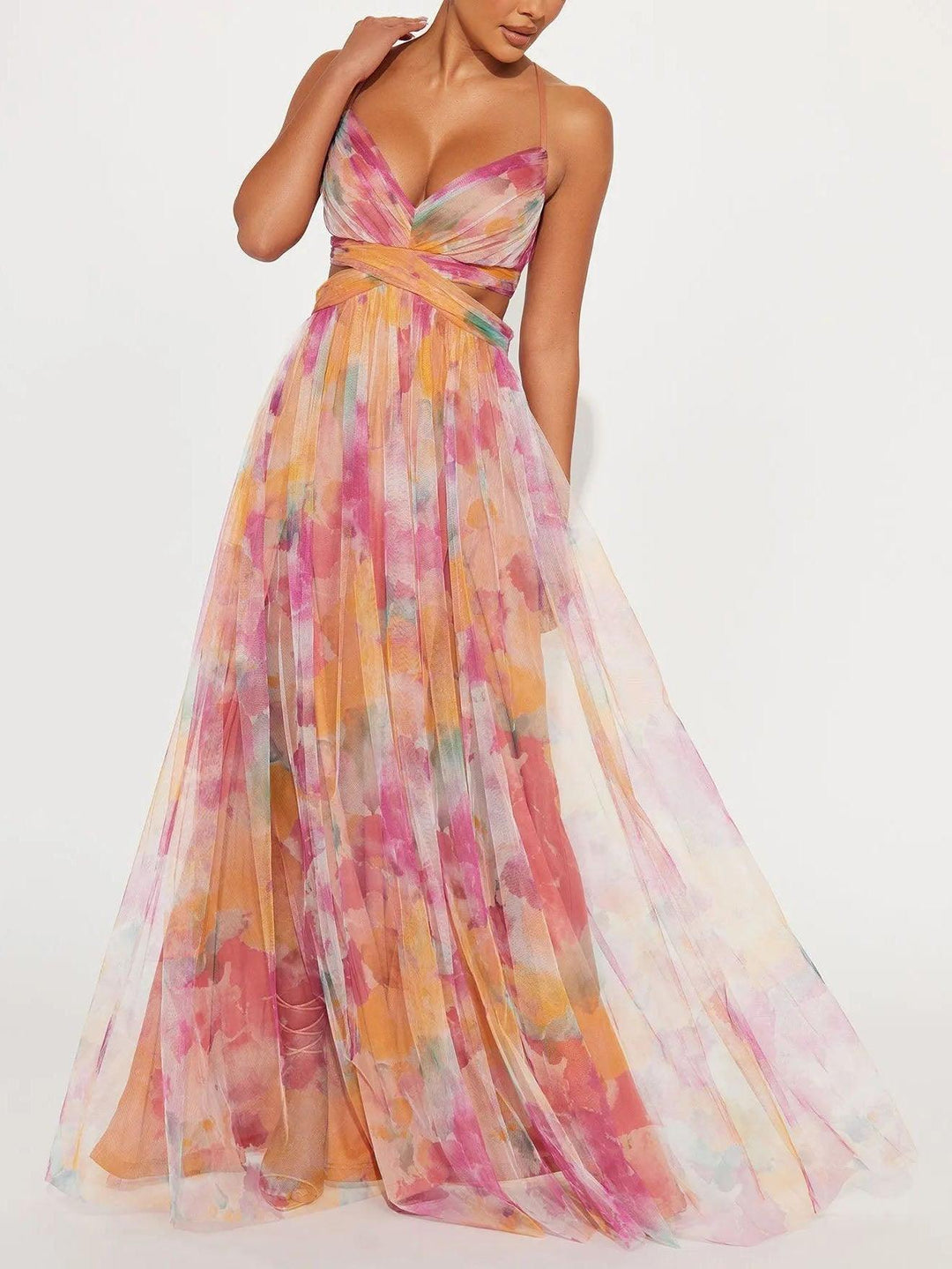 Antonia – Maxikleid Blumenprint mit V-Ausschnitt – Produktansicht 2