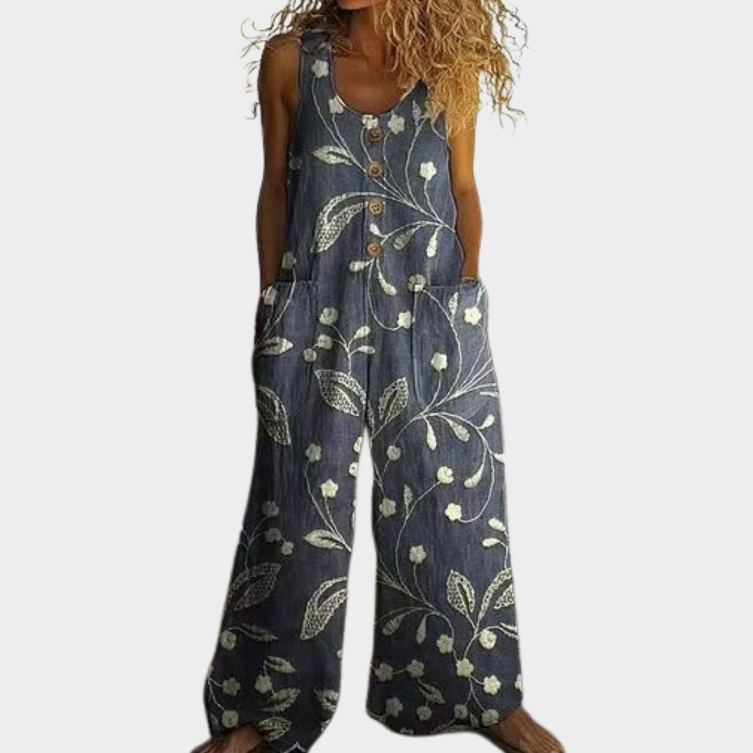 Hildegund – Fließender bedruckter Jumpsuit – Produktansicht 1