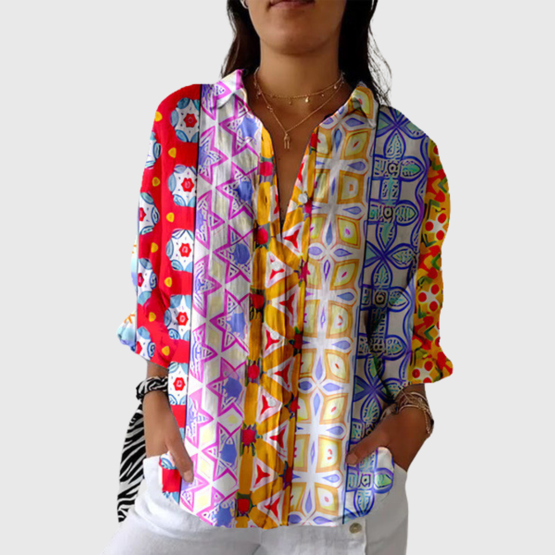 Cecilia – Leichte farbenfrohe Bluse mit Print – Produktansicht 1