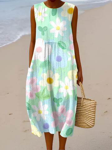Christiane – Midikleid Pastell Blumen – Produktansicht 1