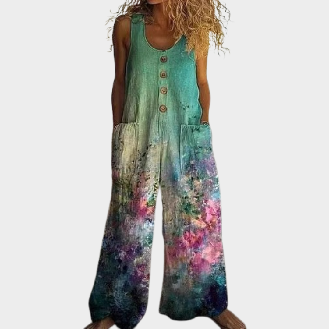 Erna – Fließender bedruckter Jumpsuit – Produktansicht 1