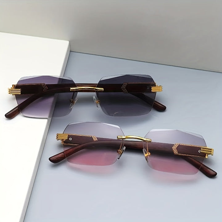 Randlose Sonnenbrille mit Rechteckigen Gläsern und Kunstholz-Bügel – Verro